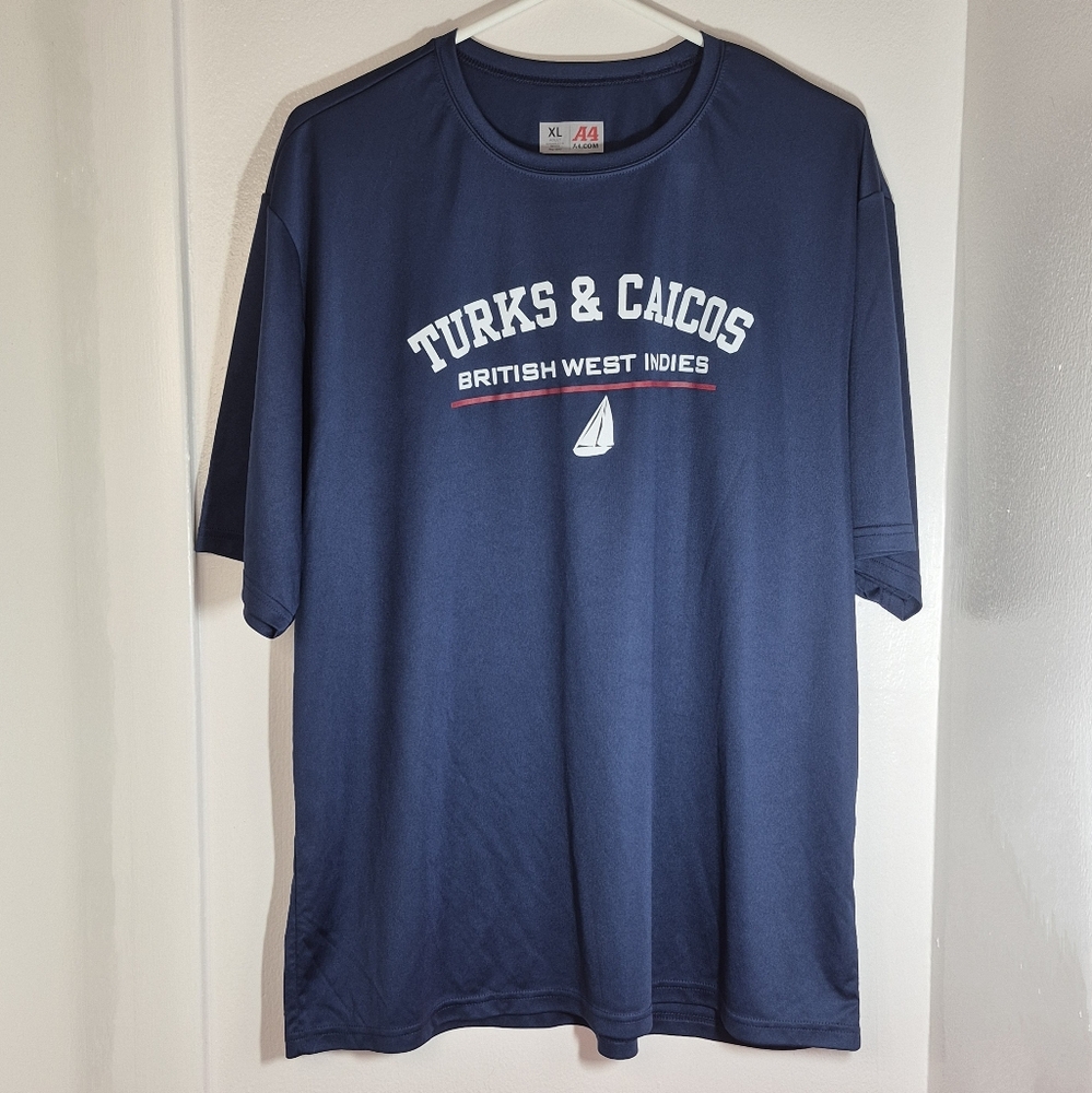 Turks & Caicos British West Indies A4 Men's Performance T-Shirt Size XL